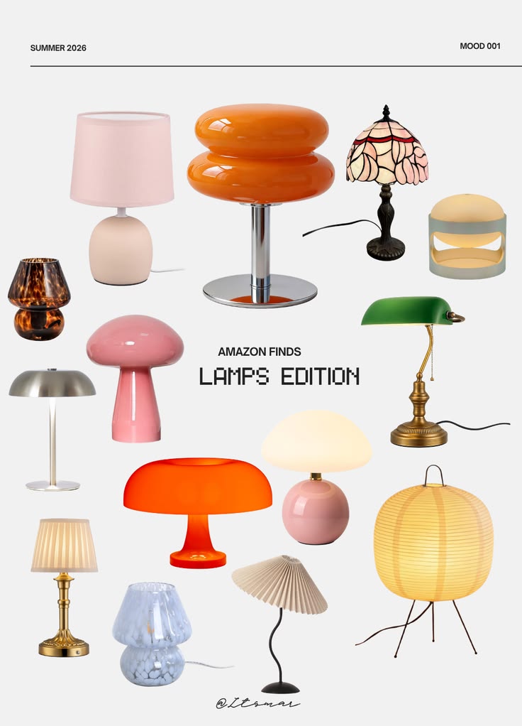 Amazon Lamp Finds: the collage, with a number on each product